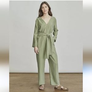 Elizabeth & James Sage Green Wrap Belt Jumpsuit